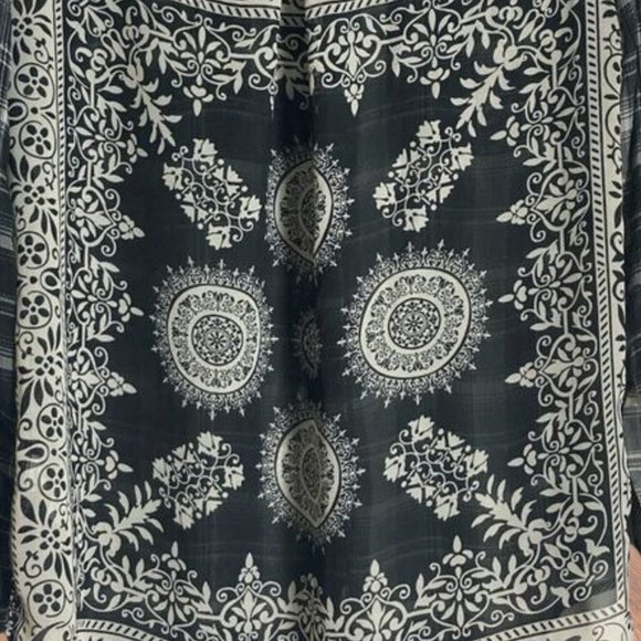 Xhilaration black and white plaid sheer, long sleeved button-up shirt. - Picture 5 of 5